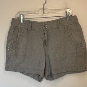 INC International Concepts Taupe/light grey Short-Length Linen-Blend Shorts